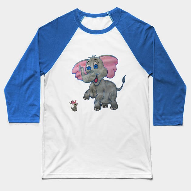 The Elephant and the Mouse Baseball T-Shirt by ABY_Creative